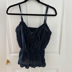 SOLD Y2K Hollister Navy Lace Cami Tank Top